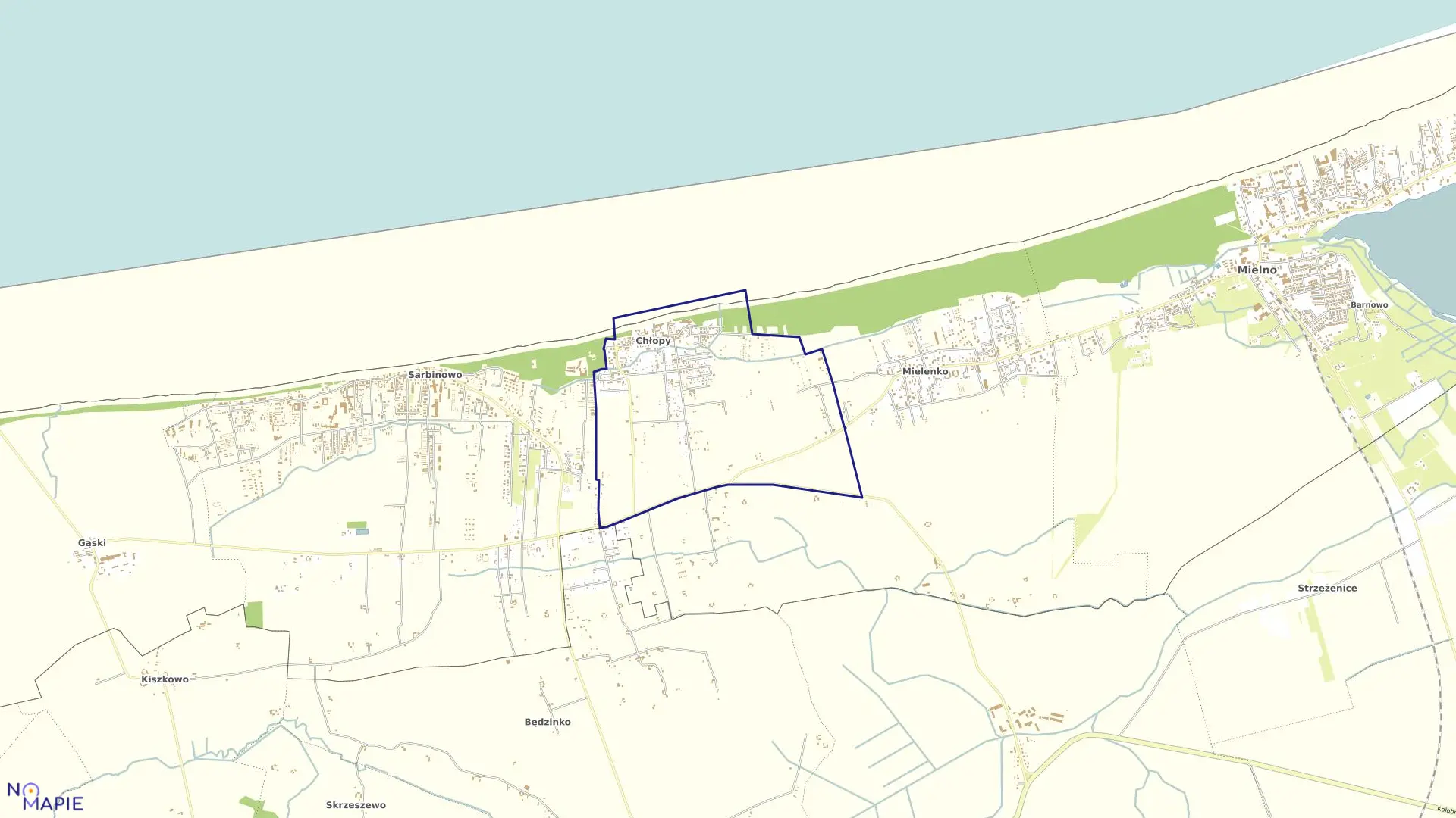 Mapa obrębu Chłopy w gminie Mielno